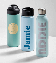 Water bottles with labels made on the Cricut Joy